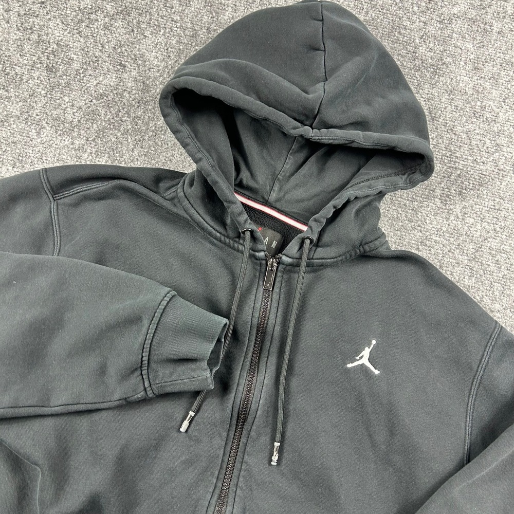 Jordan Full Zip‎ Hoodie Mens Small Black Jumpman Fleece Sweatshirt Activewear